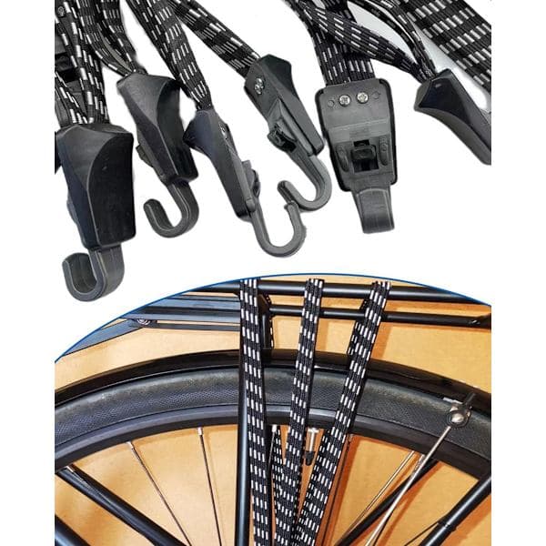 Elastisk stropp 2 stk flat hurtigspenne justerbare bagasjestropper flat gummistrikk elastisk stropp transportsikkerhet for sykkel bil 65 svart