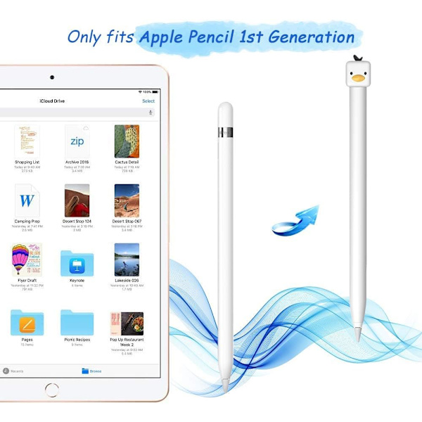 Fodral för Apple Pencil 1:a generationen iPencil Fodral Mjukt Silikonfodral Söt Anka Design Hållare Skyddande Överdrag Tillbehör Kompatibel med iPad