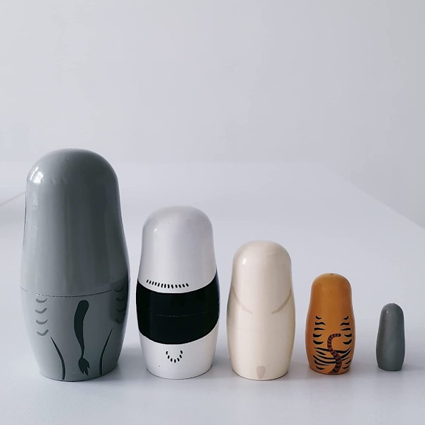 5 lager ryska Matryoshka-dockor, trä djur-ryssdockor, vackra Matryoshka-dockor, trä klassisk rysk Matryoshka, för fester,