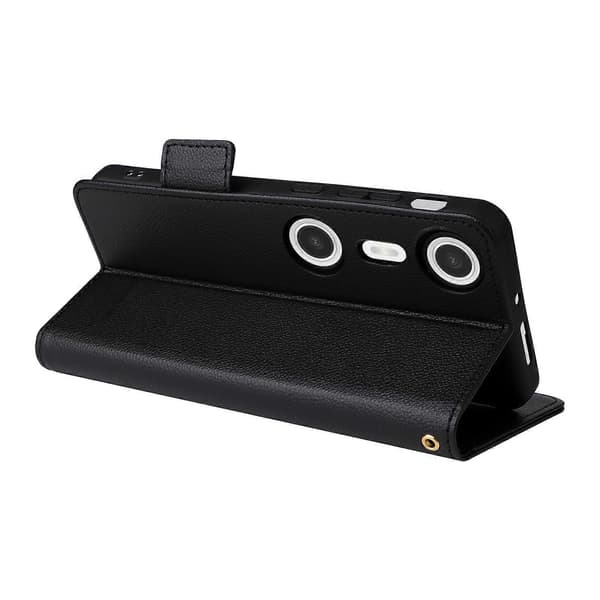 For XREAL Beam Pro Case Litchi Texture PU Leather Wallet Flip Phone Case Black