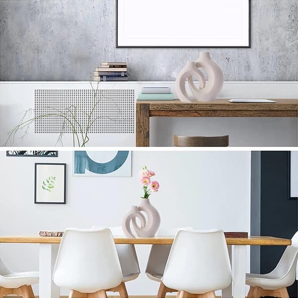 Keramikvas, unik form, dubbellager ihålig, utsökt och elegant, frostad textur mångsidig stil, bra display