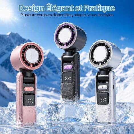 Mini Portable Air Conditioner Fan, Foldable Fan with LED Display, Cooling Function, 1-199 Wind Speeds, 4000mAh (White)