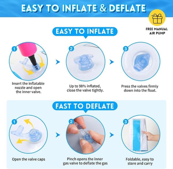 4-in-1 Inflatable Pool Float for Adults Water Hammock Saddle Lounge Chair & Drifter Portable Float for Pool Lake & Beach 2pcs