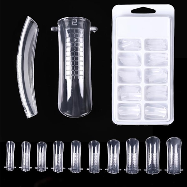 EBANKU Clear False Nails Tips Nagelformar, 100 bitar Nagelförlängningssats för Gel Nails Akrylnaglar med 1 stycke akrylmålarpensel med dubbla ändar