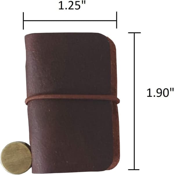 Miniature Notesbog - Håndlavet Læderomslag med Bogindlæg, Bærbar Rejsedagbog.