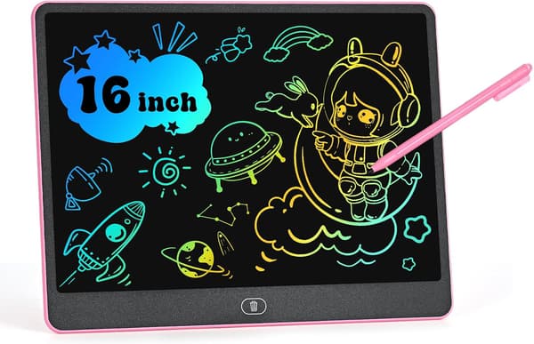 Lasten piirustuspöytä - Piirustustabletti - 16 tuuman värikäs piirustustabletti - Luova kirjoitustaulu - LCD-tablettitoiminnolla - Graffititaulu piirustuspöytä