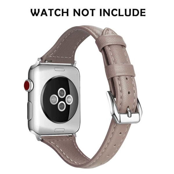 Läderklockarmband, Kompatibelt med Apple Watch, Kornläderband Smalt & Tunt Ersättningsarmband för iWatch Serie 5 4 3 2 1 38-40mm Svart