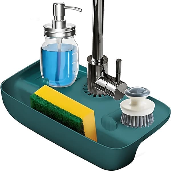 Sponge Rack: Kitchen Organizer - Durable Silicone Holder for Sponges, Brushes, and Soap - Sink Mounted Caddy - Kitchen Accessory