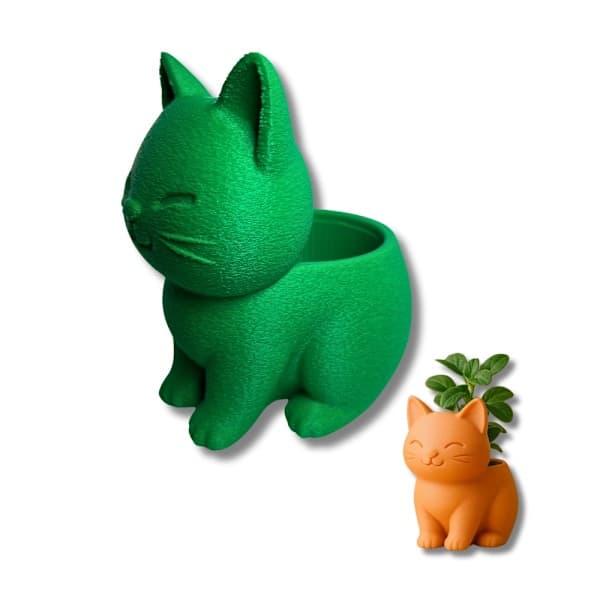 Sød Kat Mini Blomsterpotte Grøn M green