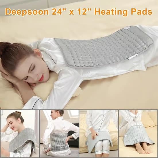 Heating Pad - Electric for Back, Neck and Joints - Dry & Moist Heat - With Automatic Shut-off - Gift for Adults - Light Grey - 60x30 cm