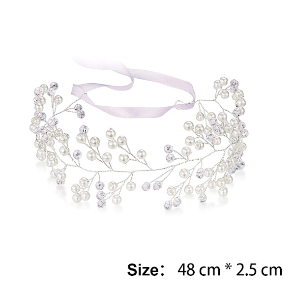 Blomsterbrud Bröllopshår Vine Silver Leaf Brudkronor Pärlhårtillbehör för Kvinnor Stil 1