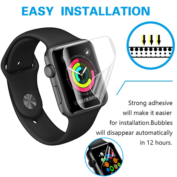 Apple Watch skärmskydd, ersättning TPU skärmskydd anti-scratch bubbelfri hög-touch skärmskydd, 6-pack Series3 38mm