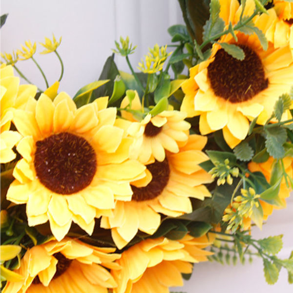 40 cm solrosblommor grönska krans sommar höst fira handgjord dörrkrans vildblommor dekoration