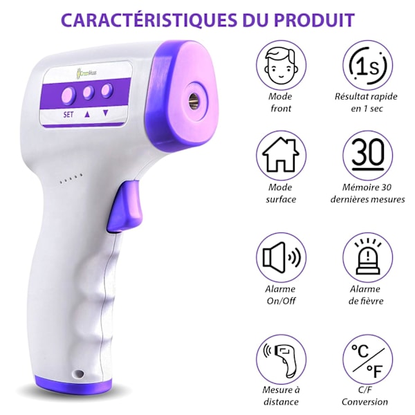 Pann Termometer Infraröd Vuxen Termometer, Kontaktfri Termometer, LCD-skärm, Minnesfunktion, Infraröd Termometer för Barn, Vuxen, Objekt