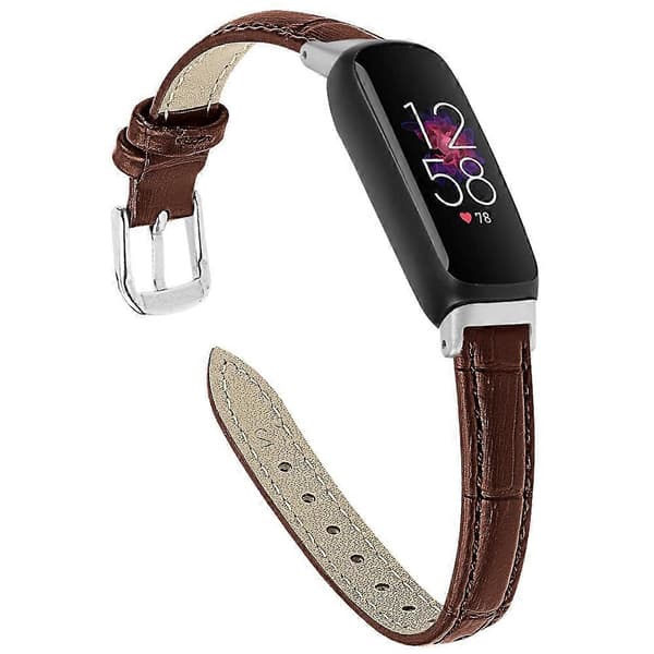 Erstatningsrem til Fitbit Inspire 3, Bambusmønstret PU-læder, Justerbar Urrem Brown