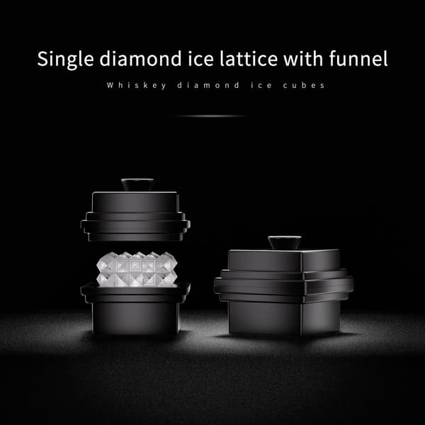 2 Stora Silikonisformar med Trattlock - 7cm - Lätta att Ta Bort - Långsamt Smältande, Diamantformade Isbitar - Perfekt för Cocktails och Drinkar