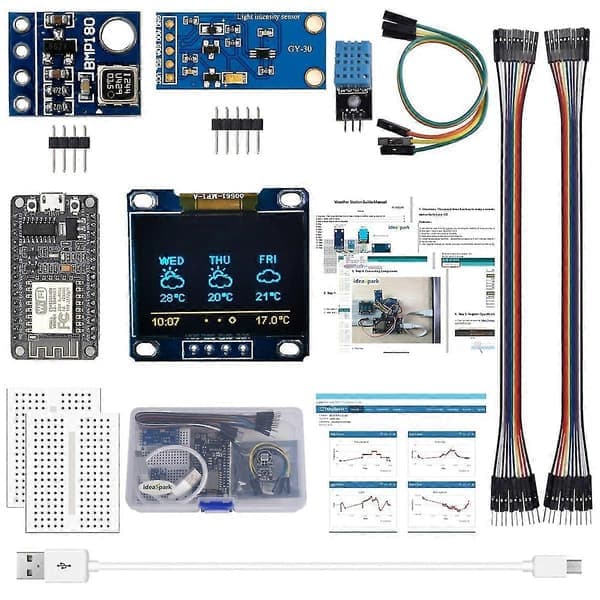 Vejrstationssæt, fugtighed og omgivelsestemperatur Bmp180, tryksensor Esp8266