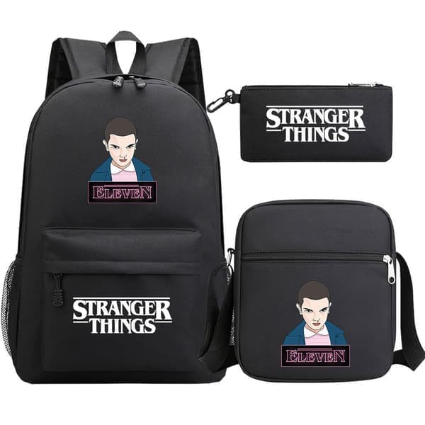 Stranger Things Ryggsäck 3-delat Set Student Skolväska Canvasväska 7 7