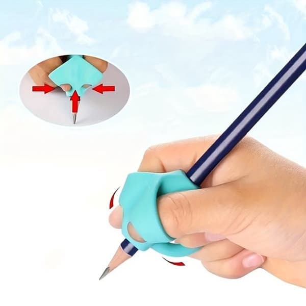 Pen Grip - Writing Aid - Silicone Pen Holder - Three-Finger Grip - For School, Drawing, and Writing 4 pcs