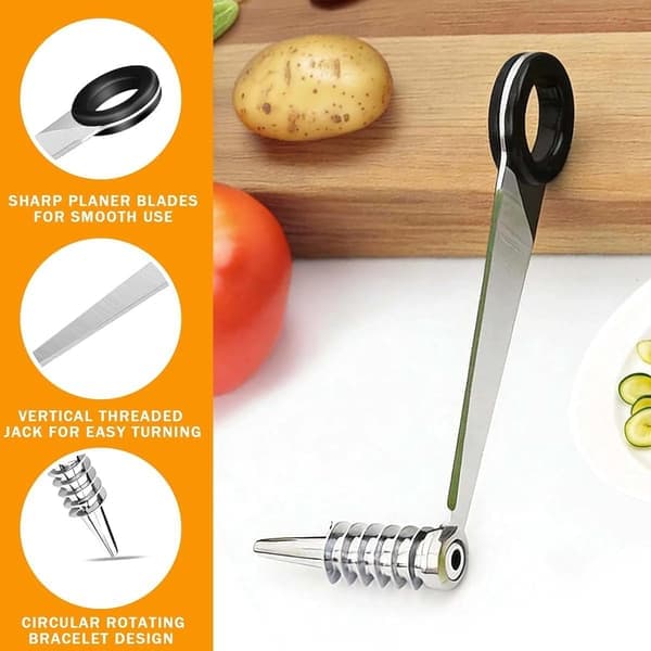 Kartoffelspiralizer – 2-delt sæt i rustfrit stål – Manuel betjening til kreative snacks og pynt – 1 sæt
