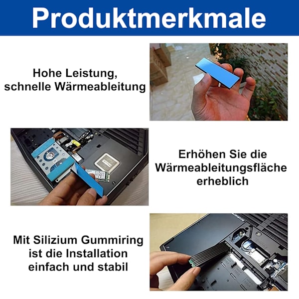 2-pack kylflänsar, M.2 aluminium kylfläns, kylflänsset med 70 mm x 22 mm x 3 mm, halvledarkylning, CPU-kylning för M.2 SSD M2-värme