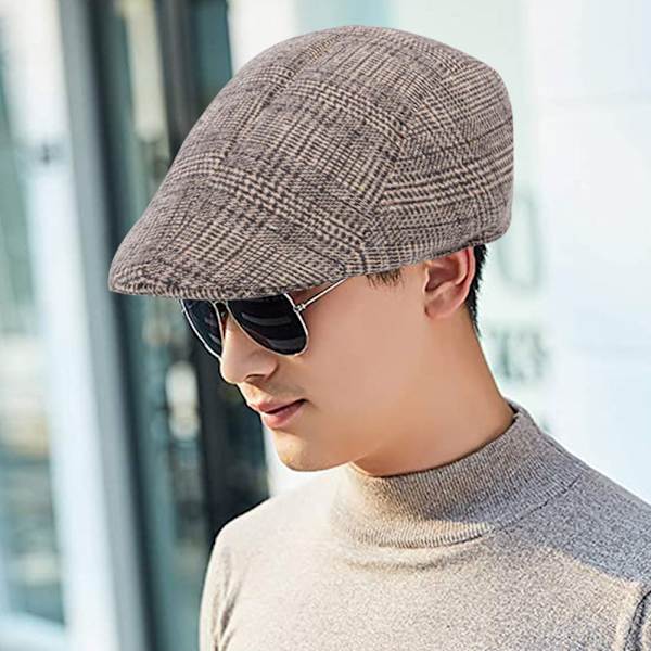 Nyhetspojkehattar för män Irländsk platt keps monterad Ivy hatt Retro Gatsby hatt herr Beret keps twill svart och vit