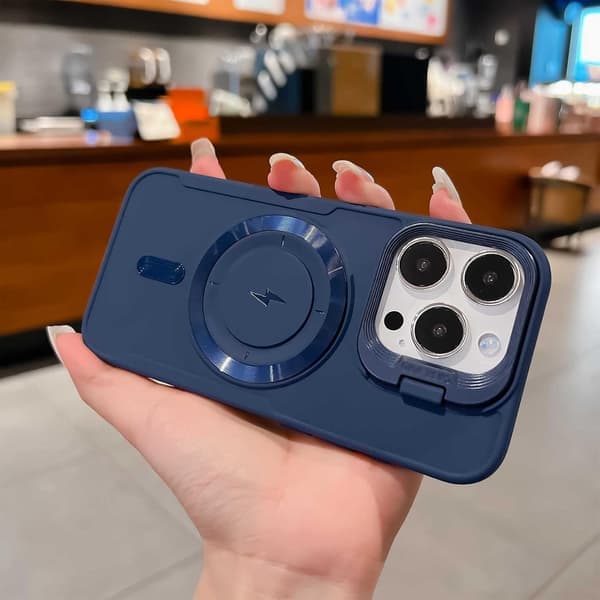 Magnetisk silikondeksel med usynlig linsestativ, trendy galvanisert magnetisk anti-fall mykt silikondeksel til iPhone14 PRO (grå)