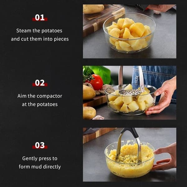 Potato Masher - XVX - Stainless Steel - Ergonomic Handle - Foldable - Ideal for Potatoes