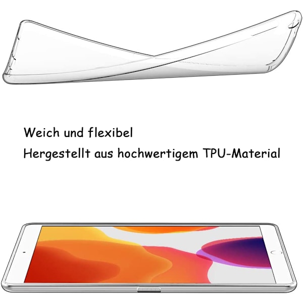 Fodral för iPad 10.2\" (iPad 9:e generationen 2021/iPad 8:e generationen 2020 / iPad 7:e generationen 2019), transparent silikonfodral TPU bakskydd