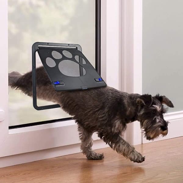 Pet Dog Cat Screen Door with Magnetic Flap for Sliding Doors (Small) - Automatic Locking/Lockable