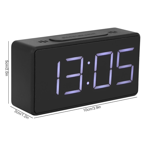 Enkel elektronisk klocka LED väckarklocka med snooze-funktion för studenthem <br>(Svart )