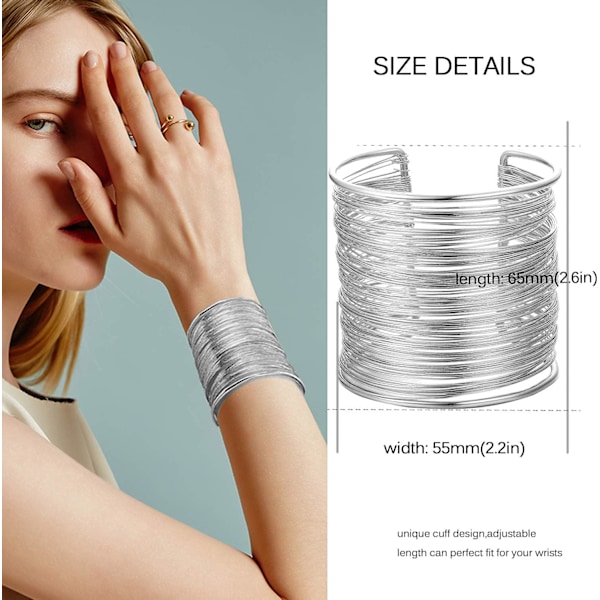 4-delad set manschettarmband, damöppet brett linjearmband, guld handleds manschett omslag armband