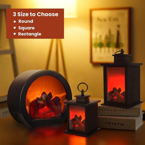 Decorative Flameless Portable LED Lantern with LED Simulated Flame Effect and Simulated Flame Touch Switch.