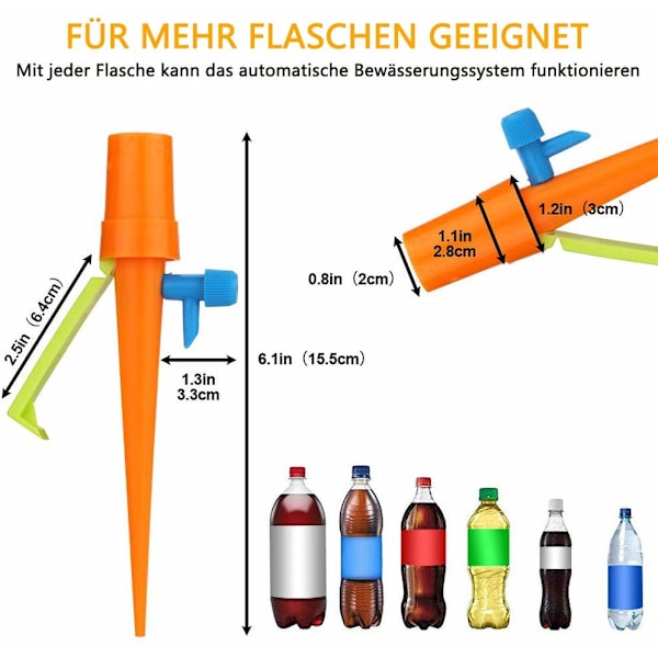 Automatisk bevattningsset, 18 stycken justerbara bevattningsspikar bevattningssystem med kontrollventilbrytare, inomhusbevattning för växter Idealisk vattenförsörjning