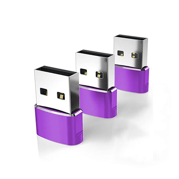 USB till USB C-adapter, USBC hona till A hane OTG-laddare typ C-omvandlare för Apple Watch Ultra iWatch 7 8 9 10, iPhone , Plus Pro Max, AirPods 3 Purple 3pc