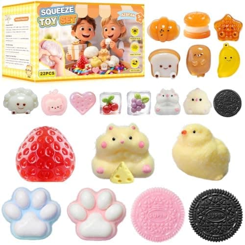 22-delars Taba Squishy Leksaksset, Kattbajs Squishy Pack för Stresslindring