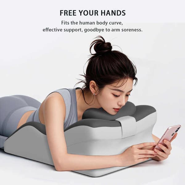 Reading Pillow Ergonomic Wedge Pillow for Backrest Lumbar Support Pillow Relaxation Pillow for Sitting or Reading in Bed Grey