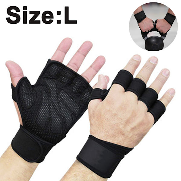 Nya ventilerade tyngdlyftningshandskar med inbyggda handledsstöd, fullt handflatsskydd och extra grepp. Perfekt för pull-ups, crosstraining, fitness,