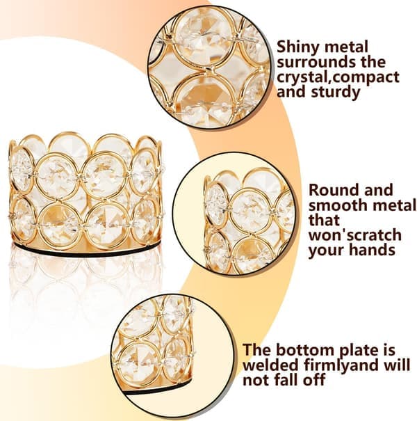 6 Crystal Tealight Holders, Bulk, Gift Tealight Holders, Rhinestone Design, Table Decoration, Wedding Party