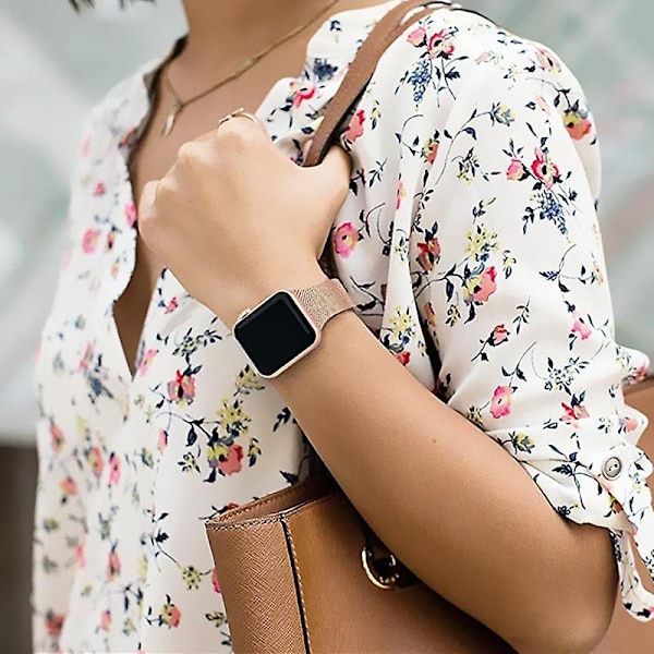 Milanese Rem För Apple Watch 8 7 6 5 4 Se 49mm 45mm 41mm 44mm 40mm Metall Rostfritt stål Rem Tillbehör För Iwatch 3 2 42mm For 38mm 40mm 41mm For 38mm 40mm 41mm Champagne Gold