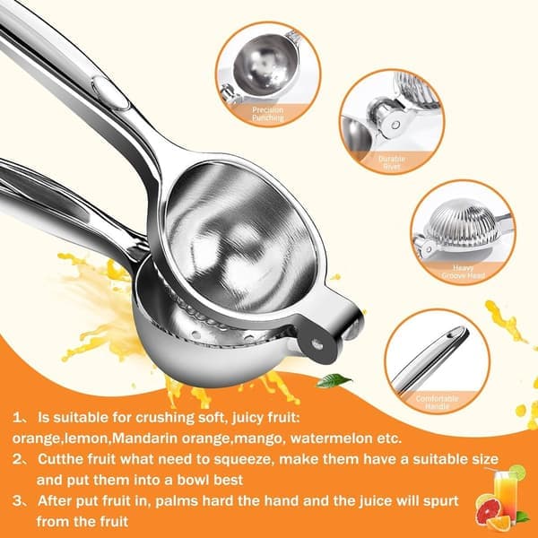 Manuel Juicer, Multifunktionel Juicer, Citronpresser, 2-pak, Til Citroner, Appelsiner & Mere, Rustfri Citruspresser, Limepresser