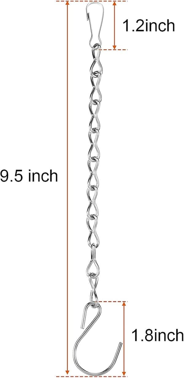 2-pak hængekæde til fuglefoderautomater, plantekasser, lanterner og ornamenter (24 cm, sort), sølv