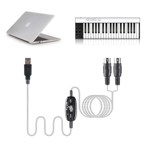 USB til MIDI Kabelkonverter 2-i-1 PC til Synthesizer Musikstudie Tastatur Interface Kabel Stik Controller Adapter Kabel 16 Kanaler