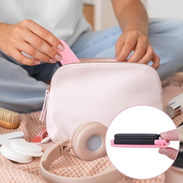 Compact Travel Hair Brush with Mirror and Massage Comb - 2-piece Foldable Mini Purse Brush.