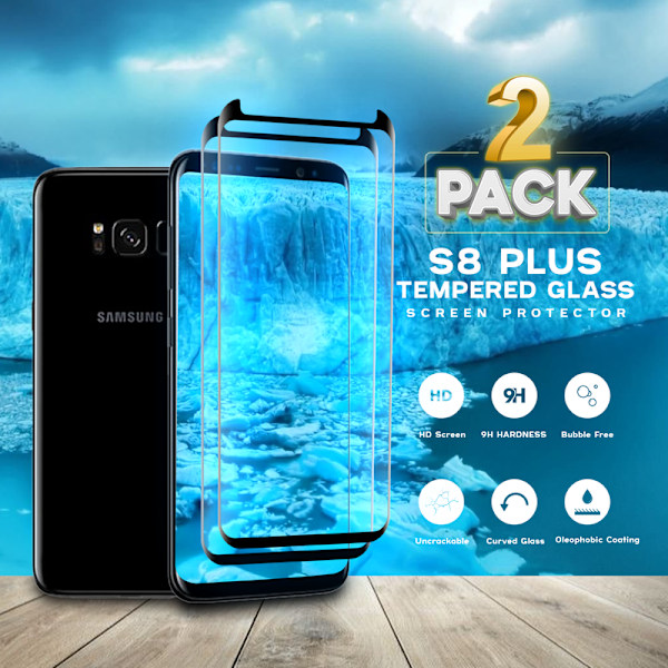 2 Pack Samsung Galaxy S8 Plus - Härdat glas 9H–Super kvalitet 3D