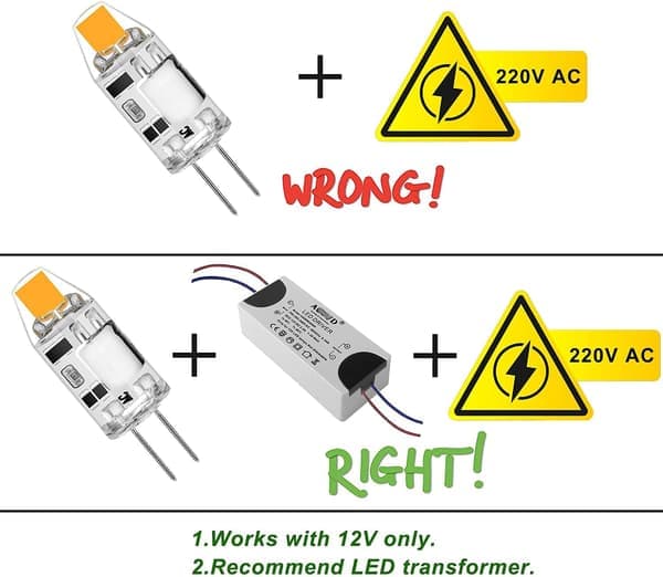 10-pack 2W G4 LED-lampor, 3000K varmvit, 200lm, 12V
