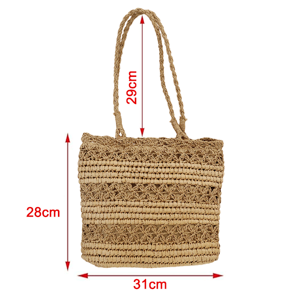 Kvinnor Halm Vävd Handgjord Vävning Axelväska, Handväska Halm Handväska, Sommar Strand Tote Handväska