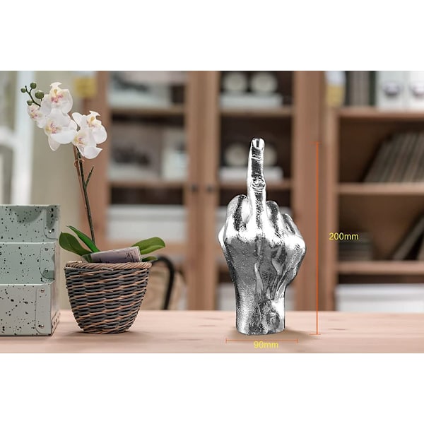 Fingergest statyer handskulptur dekor fingerstaty hartsdekorationer för hem silver 9*7*20cm