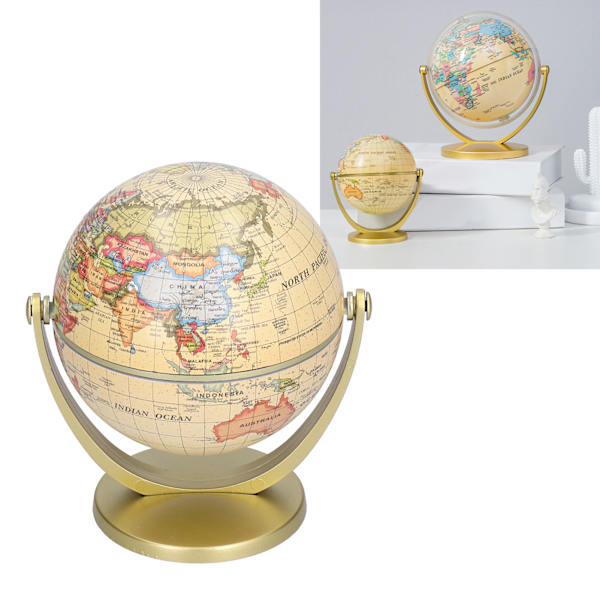 Miniatyr Världskarta Jordglob Engelsk Utgåva Skrivbord Roterande Jord Geografi Jordglob Undervisningsverktyg