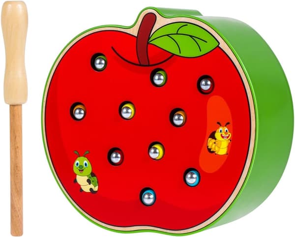 Epleformet magnetisk pinne-ormefangstspill for pedagogiske leker for barn